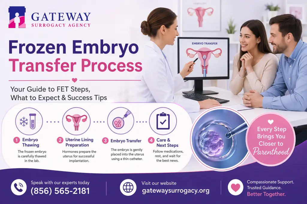 Frozen embryo transfer process with IVF